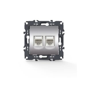 PRIME ΠΡΙΖΑ ΤΗΛΕΦΩΝΟΥ MAT ΑΛΟΥΜΙΝΙΟ ΜΕ ΒΥΣΜΑ 2XRJ11 CAT3 IP20