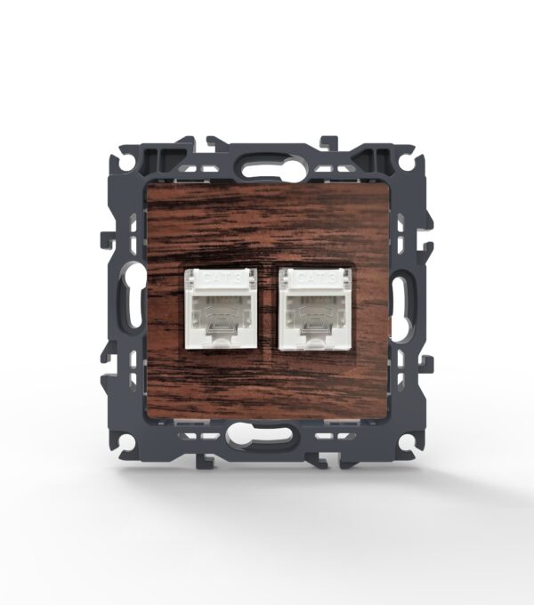 PRIME ΠΡΙΖΑ ΤΗΛΕΦΩΝΟΥ ΧΡΩΜΑ ΞΥΛΟΥ ΜΕ ΒΥΣΜΑ 2XRJ11 CAT3 IP20