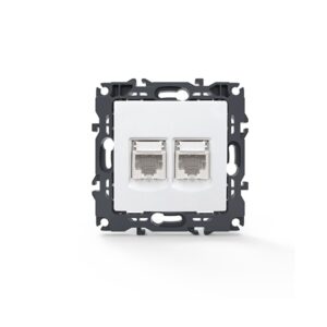 PRIME ΠΡΙΖΑ ΔΙΚΤΥΟΥ ΛΕΥΚΗ 2XRJ45 ΜΕ ΒΥΣΜΑ CAT6 UTP IP20