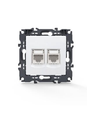 PRIME ΠΡΙΖΑ ΔΙΚΤΥΟΥ ΛΕΥΚΗ 2XRJ45 ΜΕ ΒΥΣΜΑ CAT6 UTP IP20