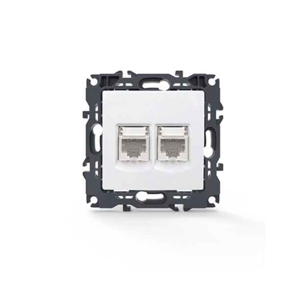 PRIME ΠΡΙΖΑ ΔΙΚΤΥΟΥ ΛΕΥΚΗ 2XRJ45 ΜΕ ΒΥΣΜΑ CAT6 UTP IP20