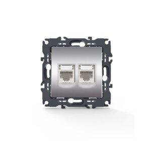 PRIME ΠΡΙΖΑ ΔΙΚΤΥΟΥ MAT ΑΛΟΥΜΙΝΙΟ ΜΕ ΒΥΣΜΑ 2XRJ45 CAT6 UTP IP20