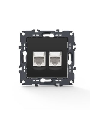 PRIME ΠΡΙΖΑ ΔΙΚΤΥΟΥMAT ΑΝΘΡΑΚΙ ΜΕ ΒΥΣΜΑ 2XRJ45 CAT6 UTP IP20