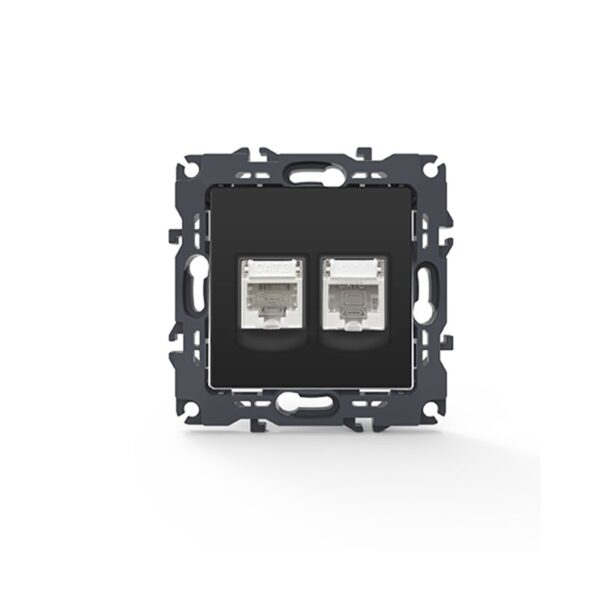 PRIME ΠΡΙΖΑ ΤΗΛΕΦΩΝΟΥ ΜΕ ΒΥΣΜΑ 1XRJ11 CAT3 IP20 & ΠΡΙΖΑ ΔΙΚΤΥΟΥ MAT ΑΝΘΡΑΚΙ ΜΕ ΒΥΣΜΑ 1XRJ45 CAT6 UTP IP20