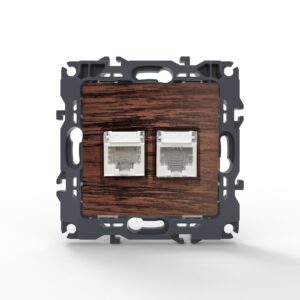 PRIME ΠΡΙΖΑ ΤΗΛΕΦΩΝΟΥ ΜΕ ΒΥΣΜΑ 1XRJ11 CAT3 IP20 & ΠΡΙΖΑ ΔΙΚΤΥΟΥ ΧΡΩΜΑ ΞΥΛΟΥ ΜΕ ΒΥΣΜΑ 1XRJ45 CAT6 UTP IP20