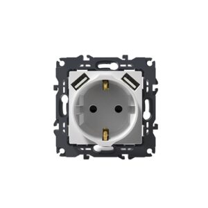 PRIME ΠΡΙΖΑ ΣΟΥΚΟ ΑΣΦΑΛΕΙΑΣ ΛΕΥΚΗ 2P+E 16A 250VAC & 2 USB 5VDC 3.1A IP20