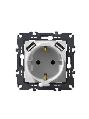 PRIME ΠΡΙΖΑ ΣΟΥΚΟ ΑΣΦΑΛΕΙΑΣ ΛΕΥΚΗ 2P+E 16A 250VAC & 2 USB 5VDC 3.1A IP20