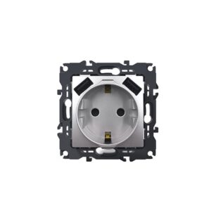 PRIME ΠΡΙΖΑ ΣΟΥΚΟ ΑΣΦΑΛΕΙΑΣ MAT ΑΛΟΥΜΙΝΙΟ 2P+E 16A 250VAC & 2 USB 5VDC 3.1A IP20