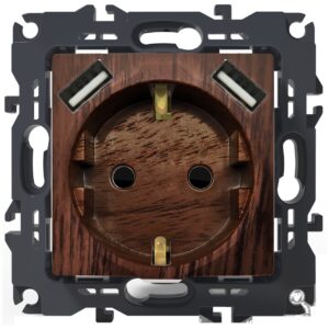 PRIME ΠΡΙΖΑ ΣΟΥΚΟ ΑΣΦΑΛΕΙΑΣ ΧΡΩΜΑ ΞΥΛΟΥ 2P+E 16A 250VAC & 2 USB 5VDC 3.1A IP20