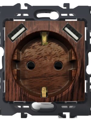 PRIME ΠΡΙΖΑ ΣΟΥΚΟ ΑΣΦΑΛΕΙΑΣ ΧΡΩΜΑ ΞΥΛΟΥ 2P+E 16A 250VAC & 2 USB 5VDC 3.1A IP20