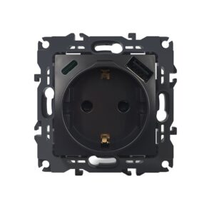 PRIME ΠΡΙΖΑ ΣΟΥΚΟ ΑΣΦΑΛΕΙΑΣ ΑΝΘΡΑΚΙ  1X2P+E 16A 250VAC & 2xUSB  5VDC 3A IP20