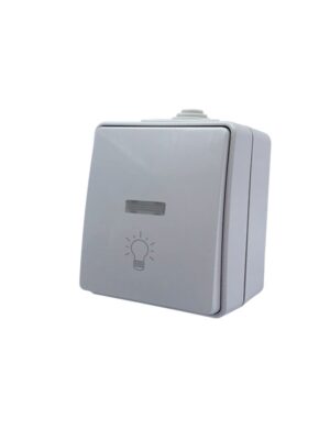 ARMY ΜΠΟΥΤΟΝ ΚΛΙΜΑΚΟΣΤΑΣΙΟΥ & LED ΛΥΧΝΙΑ ΕΠΙΤΟΙΧΟ ΣΤΕΓΑΝΟ ΜΕ ΒΙΔΑ 1P 10A 250VAC ΑΠΑΛΟ ΓΚΡΙ IP55