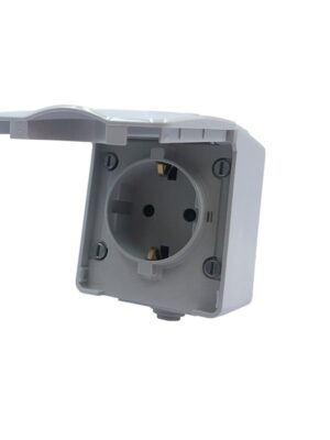 ARMY ΠΡΙΖΑ ΣΟΥΚΟ ΑΣΦΑΛΕΙΑΣ ΕΠΙΤΟΙΧΗ ΣΤΕΓΑΝΗ ΜΕ ΒΙΔΑ 1X2P & E 16A 250VAC ΑΠΑΛΟ ΓΚΡΙ IP55