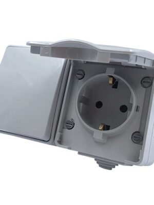 ARMY ΔΙΑΚΟΠΤΗΣ ΑΛΕΡΕΤΟΥΡ 1P 10AX 250VAC & ΠΡΙΖΑ ΣΟΥΚΟ ΑΣΦΑΛ 1X2P & E 16A 250VAC ΓΚΡΙ IP55 ΕΠΙΤΟΙΧΟ ΟΡΙΖΟΝΤΙΟ ΣΤΕΓΑΝΑ