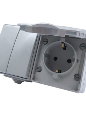 ARMY ΔΙΑΚΟΠΤΗΣ ΚΟΜΜΥΤΑΤΕΡ 2P 10AX 250VAC & ΠΡΙΖΑ ΣΟΥΚΟ ΑΣΦΑΛ. 1X2P & E 16A 250VAC ΓΚΡΙ IP55 ΕΠΙΤΟΙΧΟ ΟΡΙΖΟΝΤΙΟ ΣΤΕΓΑΝΑ