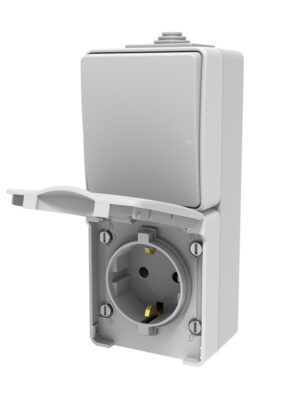 ARMY ΔΙΑΚΟΠΤΗΣ ΑΛΕΡΕΤΟΥΡ 1P 10AX 250VAC & ΠΡΙΖΑ ΣΟΥΚΟ ΑΣΦΑΛ 1X2P & E 16A 250VAC ΓΚΡΙ IP55 ΕΠΙΤΟΙΧΟ ΚΑΘΕΤΟ ΣΤΕΓΑΝΑ