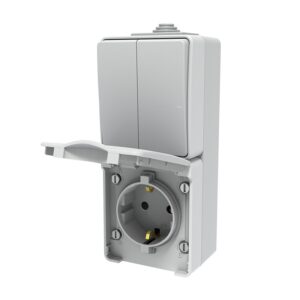 ARMY ΔΙΑΚΟΠΤΗΣ ΚΟΜΜΥΤΑΤΕΡ 2P 10AX 250VAC & ΠΡΙΖΑ ΣΟΥΚΟ ΑΣΦΑΛ. 1X2P & E 16A 250VAC ΓΚΡΙ IP55 ΕΠΙΤΟΙΧΟ ΚΑΘΕΤΟ ΣΤΕΓΑΝΑ