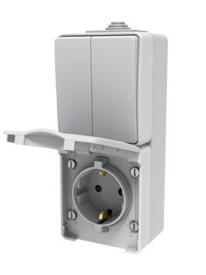 ARMY ΔΙΑΚΟΠΤΗΣ ΚΟΜΜΥΤΑΤΕΡ 2P 10AX 250VAC & ΠΡΙΖΑ ΣΟΥΚΟ ΑΣΦΑΛ. 1X2P & E 16A 250VAC ΓΚΡΙ IP55 ΕΠΙΤΟΙΧΟ ΚΑΘΕΤΟ ΣΤΕΓΑΝΑ