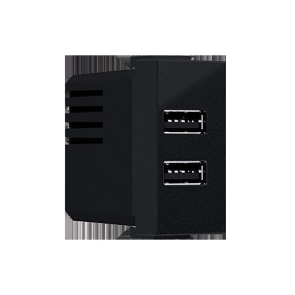 MODYS ΠΡΙΖΑ ΤΡΟΦΟΔΟΣΙΑΣ USB  2XUSB ΜΑΥΡΗ ΜΑΤ 5VDC 2X1.2A IP20