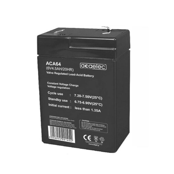 ΜΠΑΤΑΡΙΑ AGM VRLA 6V 4.5AH/20HR 0,7kg 67X45X103MM