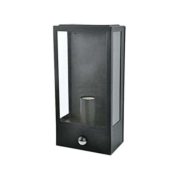 CELIA - ΦΑΝΑΡΙ ΑΠΛΙΚΑ ΚΗΠΟΥ ΕΠΙΤΟΙΧΟ ΑΝΙΧΝΕΥΤΗ ΚΙΝΗΣΗΣ ΜΑΥΡΟ ΣΥΜΒΑΤΙΚΟ 1XE27 IP44 160x110x330mm