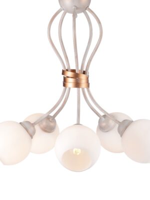 ΟΡΟΦΗΣ 5ΧΕ27 ΜΕΤΑΛ ΠΑΤΙΝΑ ΛΕΥΚΟ ΧΡΥΣΟ+ΟΠΑΛ ΓΥΑΛΙ Φ48,5ΧΗ53CM FOYER