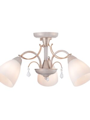 QUINCE-ΦΩΤΙΣΤΙΚΟ ΟΡΟΦΗΣ ΛΕΥΚΟ ΜΕΤΑΛΛΙΚΟ ΜΕ ΓΥΑΛΙ ΣΥΜΒΑΤΙΚΟ 3ΧΕ14 IP20 Φ54ΧΗ27CM