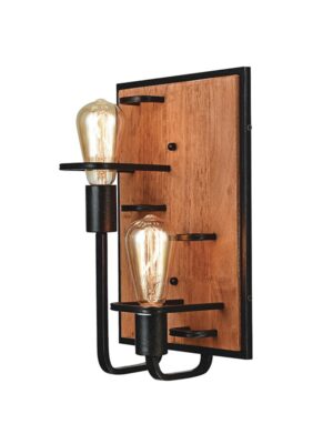 ΕΠΙΤΟΙΧΟ Φ/Σ 2ΧΕ27 ΞΥΛΟ+ΜΑΥΡΟ ΜΕΤΑΛΛΟ 25X16XH36CM TESLA