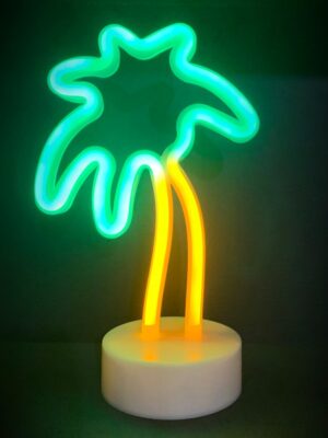 ΦΟΙΝΙΚΑΣ, 34 NEON LED ΛΑΜΠΑΚΙΑ ΜΕ ΜΠΑΤΑΡΙΑ (3xAA)/USB, ΠΡΑΣΙΝΟ & ΚΙΤΡΙΝΟ, IP20, 17x10x26cm