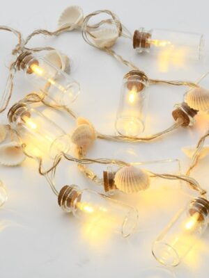 ΔΙΑΚΟΣΜΗΤΙΚΑ ΛΑΜΠΑΚΙΑ ΜΠΟΥΚΑΛΙ ΓΥΑΛΙΝΟ ΜΕ ΚΟΧΥΛΙΑ 10 LED ΣΕ ΣΕΙΡΑ ΘΕΡΜΟ ΛΕΥΚΟ ΜΠΑΤΑΡΙΕΣ 2xΑΑ ΜΕ ΚΑΛΩΔΙΟ ΔΙΑΦΑΝΟ 300mm IP20 1350mm