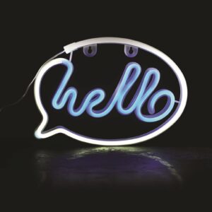 HELLO, 220 NEON LED ΛΑΜΠΑΚΙΑ ΜΕ ΜΠΑΤΑΡΙΑ (3xΑΑ)/USB, ΛΕΥΚΟ/ΜΠΛΕ, IP20, 25.5*2*18.5