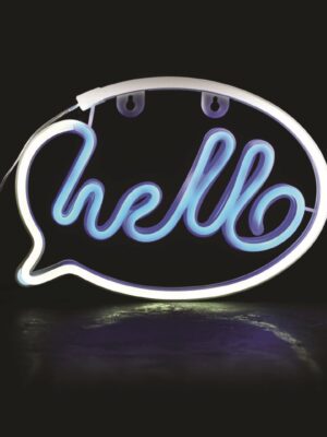 HELLO, 220 NEON LED ΛΑΜΠΑΚΙΑ ΜΕ ΜΠΑΤΑΡΙΑ (3xΑΑ)/USB, ΛΕΥΚΟ/ΜΠΛΕ, IP20, 25.5*2*18.5