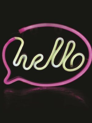 HELLO, 220 NEON LED ΛΑΜΠΑΚΙΑ ΜΕ ΜΠΑΤΑΡΙΑ (3xΑΑ)/USB, ΡΟΖ/ΛΕΥΚΟ, IP20, 25.5*2*18.5