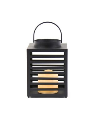 EBEKO ΜΑΥΡΟ ΜΕΤΑΛΛΙΚΟ ΦΑΝΑΡΙ ΚΑΙ ΠΛΑΣΤΙΚΟ ΚΕΡΙ 1 LED ΘΕΡΜΟ ΛΕΥΚΟ ΜΠΑΤΑΡΙΑ 3xAAA IP44 140x140x195mm