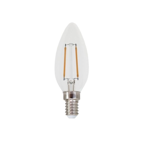 FILAMENT LED C35 2W 4000K 230V AC 260LM RA80 30000HRS 360° 1xE14 1xE14