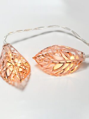 ΔΙΑΚΟΣΜΗΤΙΚΑ ΛΑΜΠΑΚΙΑ ΣΕ ΣΧΗΜΑ ΦΥΛΛΟΥ ΜΕΤΑΛΛΙΚΟ ΧΑΛΙΚΙΝΟ 10 LED ΣΕ ΣΕΙΡΑ ΘΕΡΜΟ ΛΕΥΚΟ ΜΠΑΤΑΡΙΕΣ 3xΑΑ ΜΕ ΚΑΛΩΔΙΟ ΔΙΑΦΑΝΟ 300mm IP20 1350mm