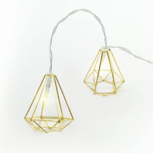 ΔΙΑΚΟΣΜΗΤΙΚΑ ΛΑΜΠΑΚΙΑ ΣΕ ΣΧΗΜΑ ΔΙΑΜΑΝΤΙΟΥ ΜΕΤΑΛΛΙΚΑ ΧΡΥΣΑ 10 LED ΣΕ ΣΕΙΡΑ ΘΕΡΜΟ ΛΕΥΚΟ ΜΠΑΤΑΡΙΕΣ 3xΑΑ ΜΕ ΚΑΛΩΔΙΟ ΔΙΑΦΑΝΟ 300mm IP20 1350mm