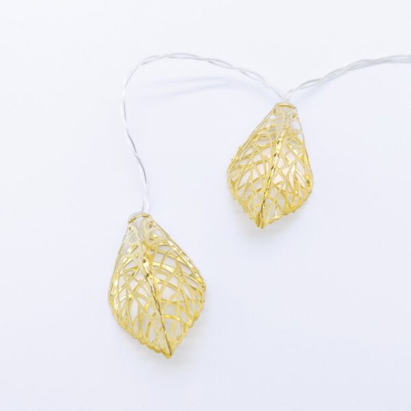 ΔΙΑΚΟΣΜΗΤΙΚΑ ΛΑΜΠΑΚΙΑ ΣΕ ΣΧΗΜΑ ΦΥΛΛΟΥ ΜΕΤΑΛΛΙΚΟ ΧΡΥΣΑ 10 LED ΣΕ ΣΕΙΡΑ ΘΕΡΜΟ ΛΕΥΚΟ ΜΠΑΤΑΡΙΕΣ 3xΑΑ ΜΕ ΧΡΟΝΟΔΙΑΚΟΠΤΗ 6ΟΝ/18OFF