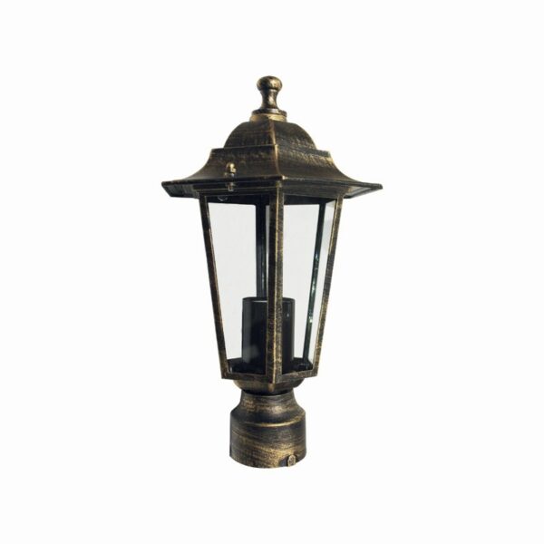 ΦΑΝΑΡΙ ΕΞΑΦΩΝΟ ΑΛΟΥΜΙΝΙΟ ΧΡΥΣΟ ΜΕ ΜΑΥΡΟ ΣΥΜΒΑΤΙΚΟ 1xE27 IP45 202x60x325mm