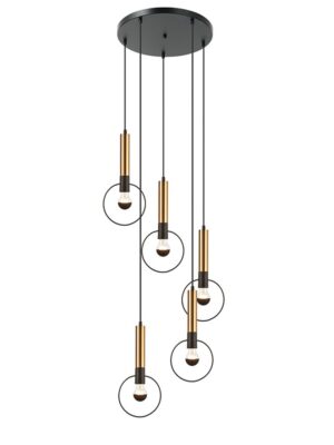 ΚΡΕΜΑΣΤΟ Φ/Σ 5ΧΕ27 ΟΡΕΙΧΑΛΚΟ/ΜΑΥΡΟ ΜΕΤ/ΚΟ D53ΧΗ176CM MIRACOLO