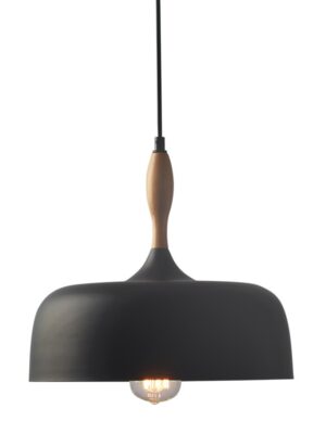 ΚΑΜΠΑΝΑ ΜΕΤΑΛΛΙΚΗ ΜΑΥΡΗ ΜΕ ΞΥΛΟ 1 Χ Ε27 Φ32CM CUBA