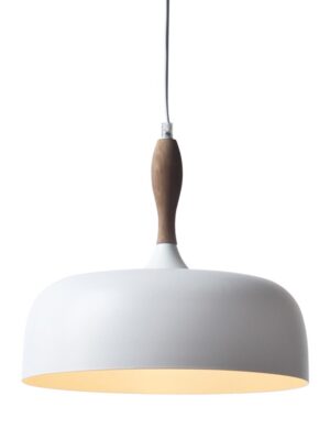 ΚΑΜΠΑΝΑ ΜΕΤΑΛΛΙΚΗ ΛΕΥΚΗ ΜΕ ΞΥΛΟ 1 Χ Ε27 Φ32CM CUBA