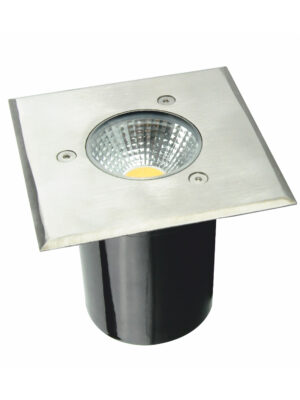 LED SQUARE COB INGROUND SPOT LUMINAIRE 7W 450LM 3000K 45° 230V AC IP67 RA80 30.000hrs