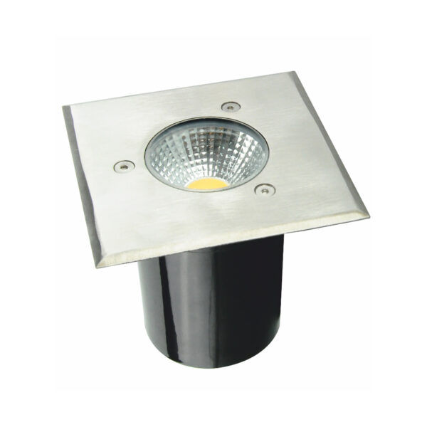 LED SQUARE COB INGROUND SPOT LUMINAIRE 7W 450LM 3000K 45° 230V AC IP67 RA80 30.000hrs