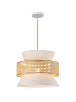 JAPAN-ΦΩΤΙΣΤΙΚΟ ΚΡΕΜΑΣΤΟ ΜΠΕΖ ΥΦΑΣΜΑΤΙΝΟ ΣΥΜΒΑΤΙΚΟ ΙΡ20 1xΕ27 400xH1300mm