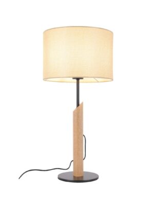 ΕΠΙΤΡΑΠΕΖΙΟ ΜΑΥΡΟ ΜΕΤΑΛΛΟ ΦΥΣΙΚΟ ΞΥΛΟ ΜΠΕΖ ΥΦΑΣΜΑΤΙΝΟ ΚΑΠΕΛΟ 1XΕ27 H56CM D27CM CLIFF