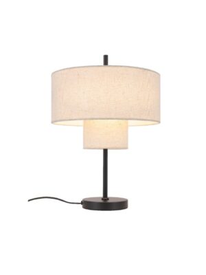 ΕΠΙΤΡΑΠΕΖΙΟ ΜΑΥΡΟ ΜΕΤΑΛΛΟ ΔΥΟ ΕΠΙΠΕΔΩΝ ΜΠΕΖ ΥΦΑΣΜΑΤΙΝΟ ΚΑΠΕΛΟ D36*H50cm 1*E27 ANAFI