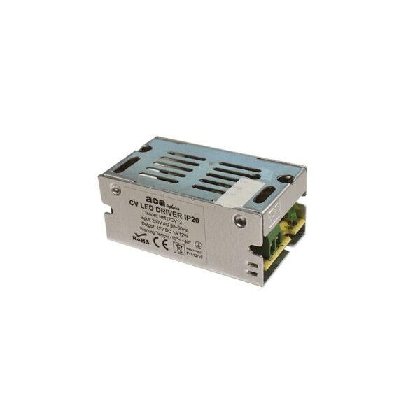ΜΕΤΑΛΛΙΚΟ CV LED DRIVER 12W 230V AC12V DC 1A IP20 ΜΕ ΤΕΡΜΑΤΙΚΗ