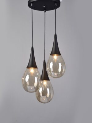 ΜΕΤΑΛ.ΚΡΕΜΑΣΤΟ Φ/Σ 3ΧΕ14 ΡΟΖΕΤΑ ΜΑΥΡΟ-ΚΕΧΡΙΜΠΑΡΙ ΓΥΑΛΙ Φ41cm ATENA