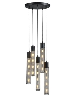 NETTO ΦΩΤΙΣΤΙΚΟ ΚΡΕΜΑΣΤΟ ΑmmΩΔΕΣ ΜΑΥΡΟ ΜΕΤΑΛΛΙΚΟ ΣΥΜΒΑΤΙΚΟ 5ΧΕ27 IP20 Φ350Χ1200mm